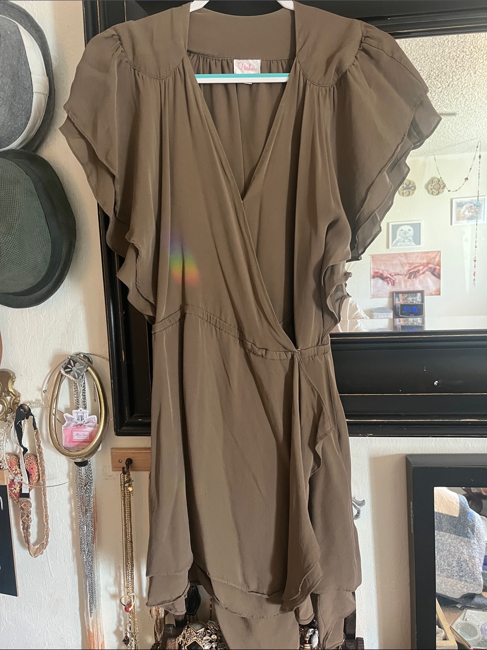 Parker Brown Silk Wrap Dress